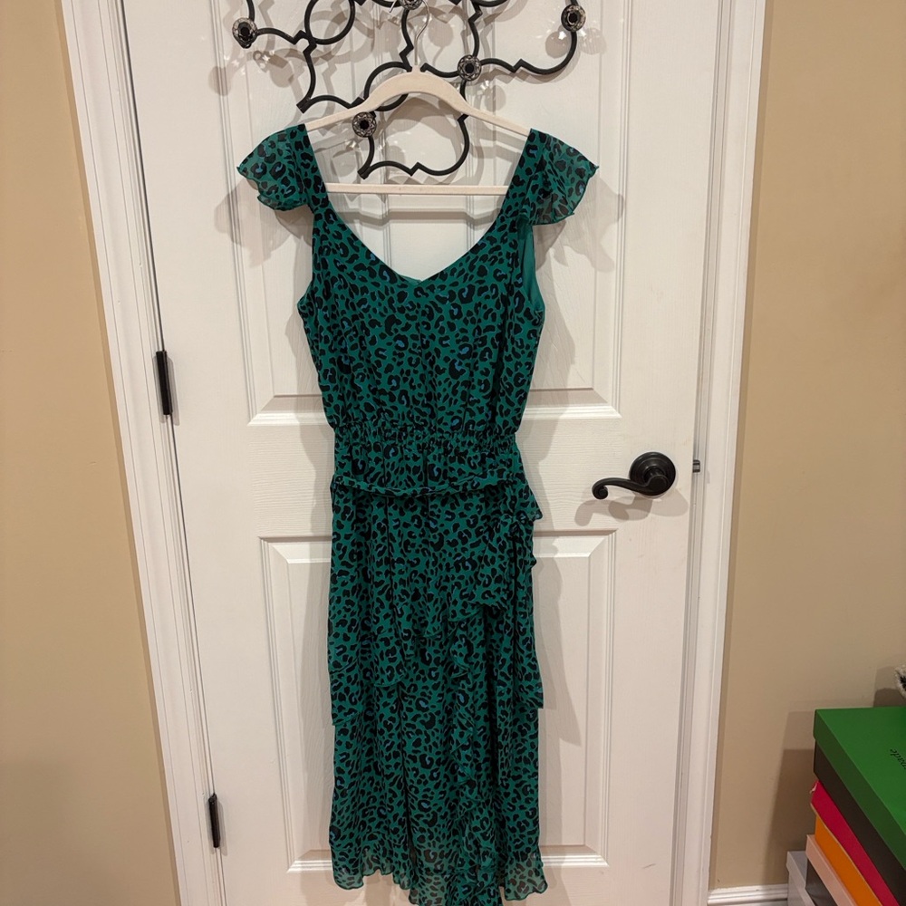 INC International Concepts Teal Animal Print Midi Dress. NWOT